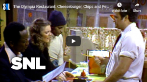 The Olympia Restaurant Cheeseburger, Chips and Pepsi SNL video still